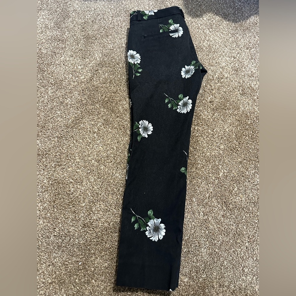Banana Republic Floral Black Women's trousers/ dress pants size 2 petite - Picture 5 of 15